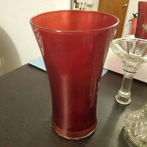 Red flower vase